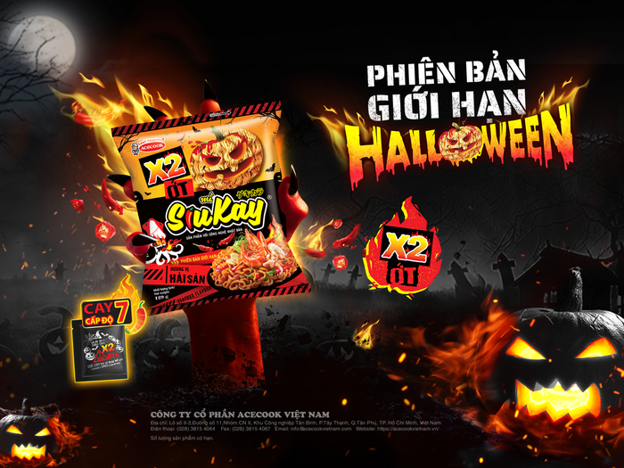Phiên bản giới hạn mì SiuKay Halloween thách thức mọi 'chiến thần' ăn cay khi x2 gói ớt Ảnh 1