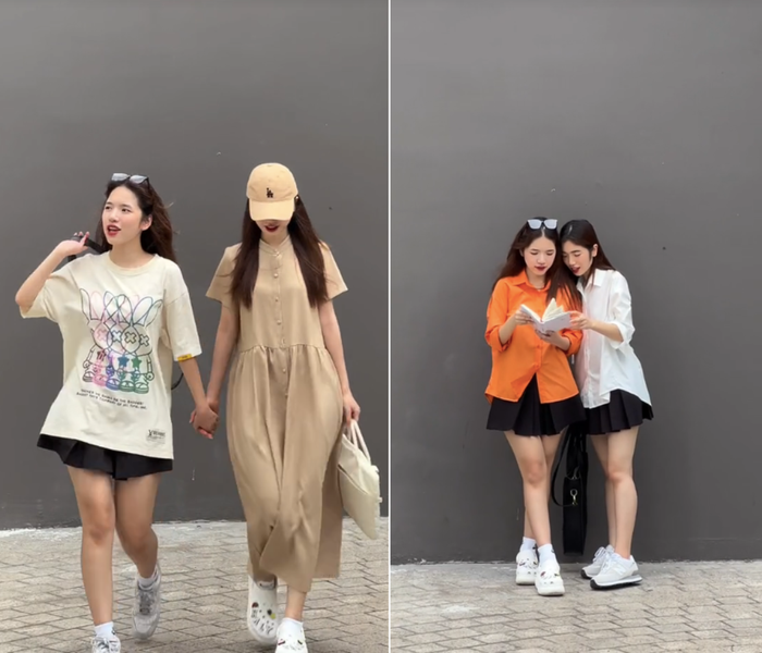 …đến outfit thoải mái hơn có thể mặc đi học, đi chơi hàng ngày đều được chị em Tê Linh - Hà Ly tin tưởng mua sắm tại Shopee Siêu Sale 9.9