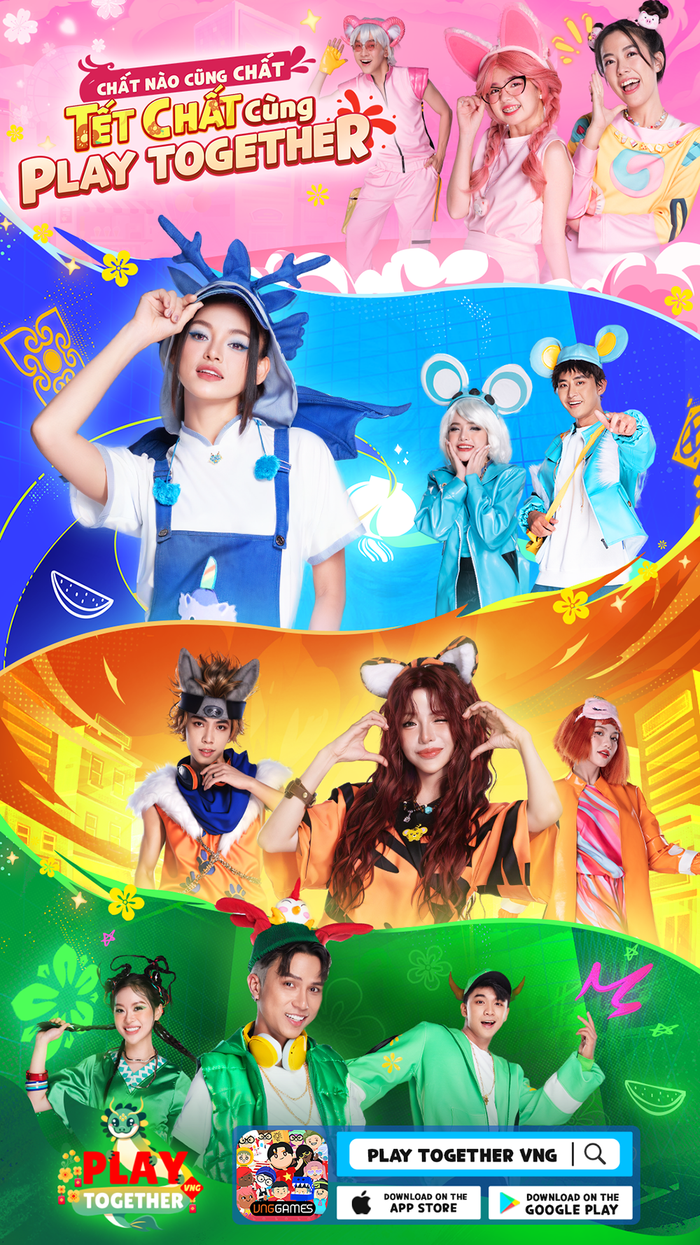 Không chỉ khuyến khích cộng đồng tự tin khoe chất riêng mùa Tết này, Play Together VNG còn bắt tay cùng loạt TikToker đình đám trên mạng xã hội hiện nay mang đến nguồn cảm hứng tươi mới cho người chơi. Qua những hình ảnh tươi vui trong TVC Tết cùng bộ ảnh đầy màu sắc, Play Together VNG đã sẵn sàng đón một mùa Tết Nguyên đán thật “chất”!