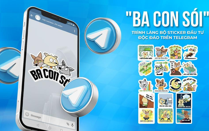 Ba con sói trình làng bộ sticker đầu tư độc đáo trên Telegram Ảnh 2