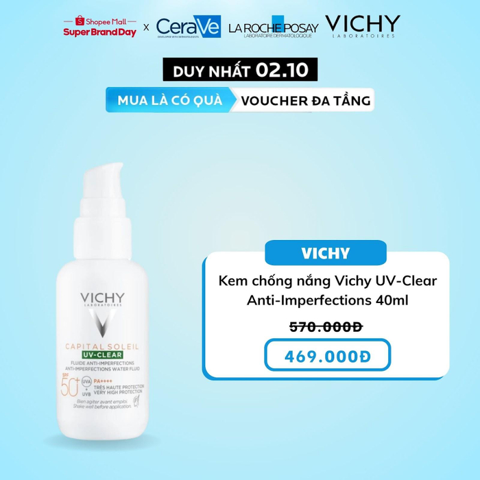 Kem chống nắng Vichy UV-Clear Anti-Imperfections là một trong những item làm đẹp được các cô nàng da dầu săn đón nhiều nhất tại “Ngày Siêu Thương Hiệu L'Oreal”.
