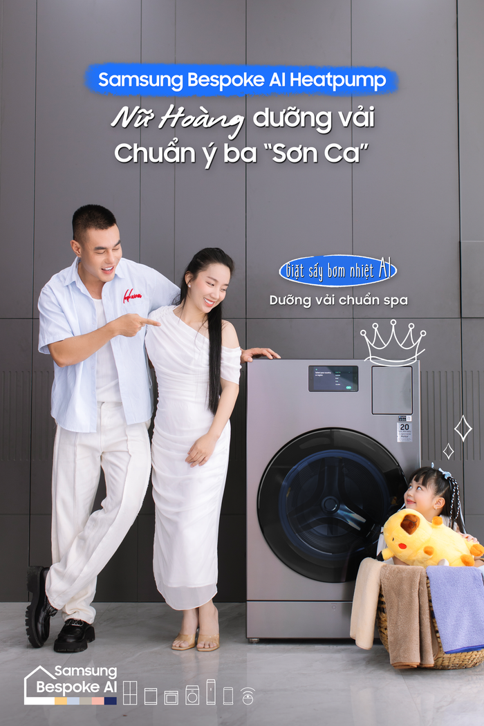 Nam nghệ sĩ và bà xã cực kỳ ưng ý lồng giặt siêu to khổng lồ chứa được đến 25kg quần áo của Bespoke AI Heatpump