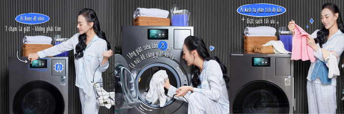 Diễn viên Phương Oanh rất “ưng” khi có Samsung Bespoke AI Heatpump phụ giúp công việc chăm dưỡng quần áo của các em bé nhà mình