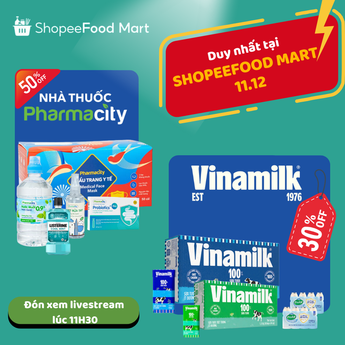 Nhanh tay làm đầy tủ đồ dự trữ của gia đình với các loại sữa chua uống, sữa tươi, nước ép trái cây Vinamilk và đa dạng đồ dùng chăm sóc cá nhân giảm sâu từ Pharmacity.