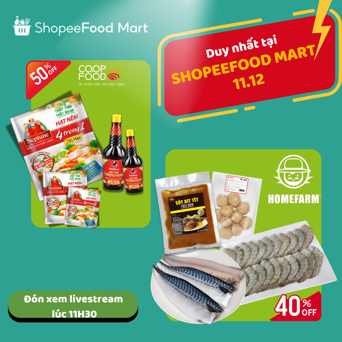 Thỏa sức chế biến món ngon chất lượng với thực phẩm tươi sống từ Homefarm và deal gia vị giảm sâu từ Co.op Food.