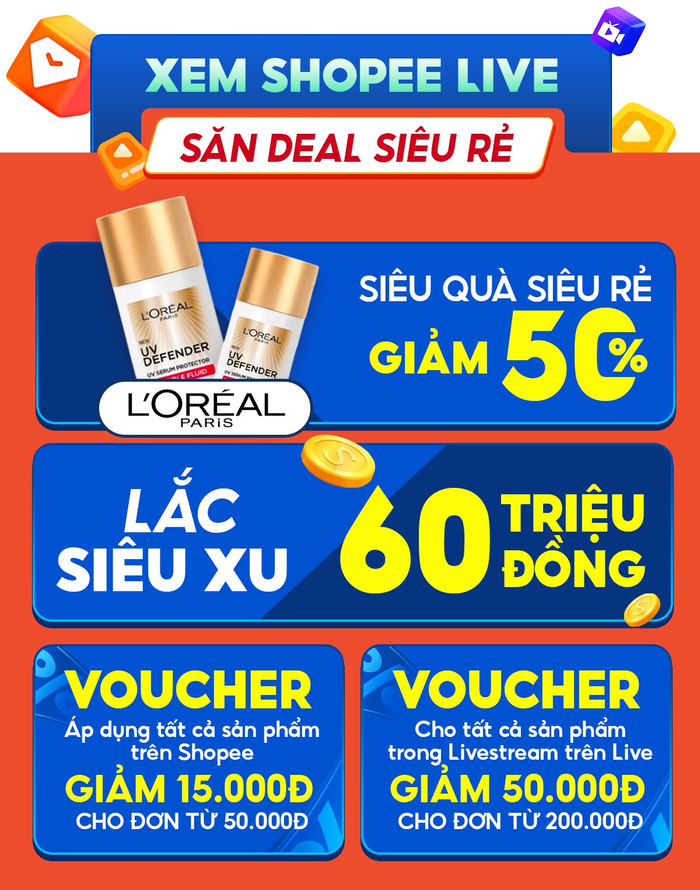 Đừng bỏ qua những ưu đãi độc quyền từ Shopee Live để mua sắm thêm tiết kiệm.