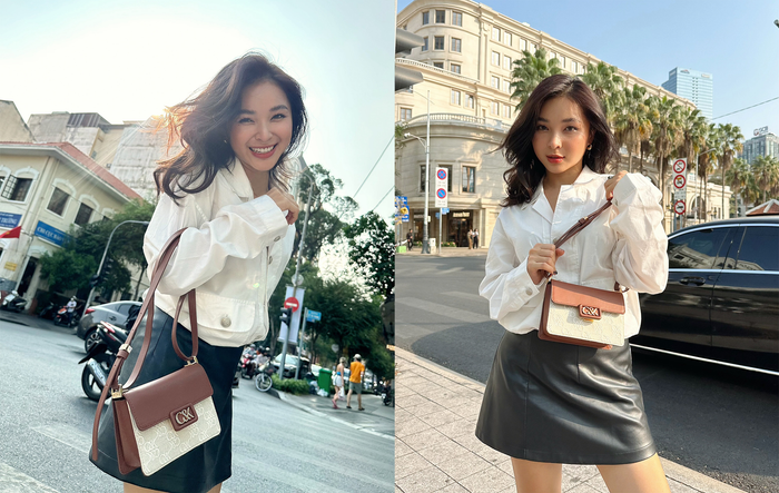 Không bỏ lỡ xu hướng, content creator Diễm Mai cũng pose dáng cùng chiếc túi Leather Canvas từ BST L’Initial