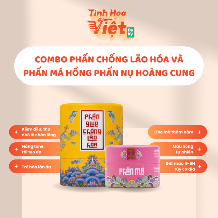 Combo phấn nén trang điểm và phấn má hồng đến từ Phấn Nụ Hoàng Cung sẽ mang lại cho bạn vẻ ngoài tươi tắn và tự nhiên. Sản phẩm sẽ có mặt trong giỏ hàng của phiên livestream với giá giảm 25% còn 264.000 đồng cho 1 combo.
