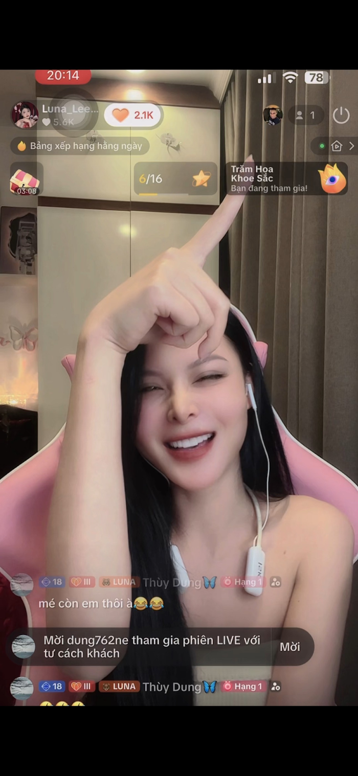 Luna Lee duyên dáng trong những buổi live trên Tik Tok 