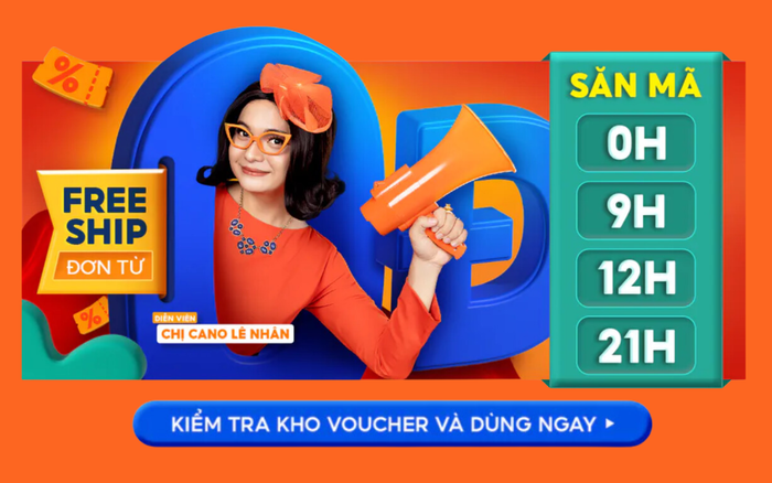 Ngoài các voucher freeship đã có sẵn trong ví, bạn có thể săn thêm mã miễn phí vận chuyển cho đơn từ 0 đồng vào các khung giờ cố định trong ngày là 0H, 9H, 12H và 21H.