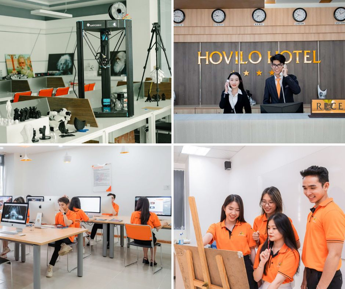 Hệ thống các phòng chức năng “bao xịn, bao mê” chắc chắn khiến gen Z bước vào là thích học ngay: phòng iMac, phòng lab AI-IoT, phòng thực hành mỹ thuật, phòng thực hành khách sạn. Đây cũng là cơ sở vật chất đáp ứng việc đào tạo các chuyên ngành tại Trường.