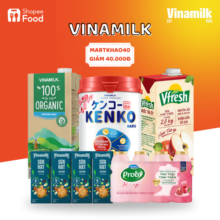 Đặt hàng Vinamilk trên ShopeeFood vừa nhanh - gọn - lẹ, lại còn được giảm đến 40.000 đồng. Ngại gì mà không thử!  