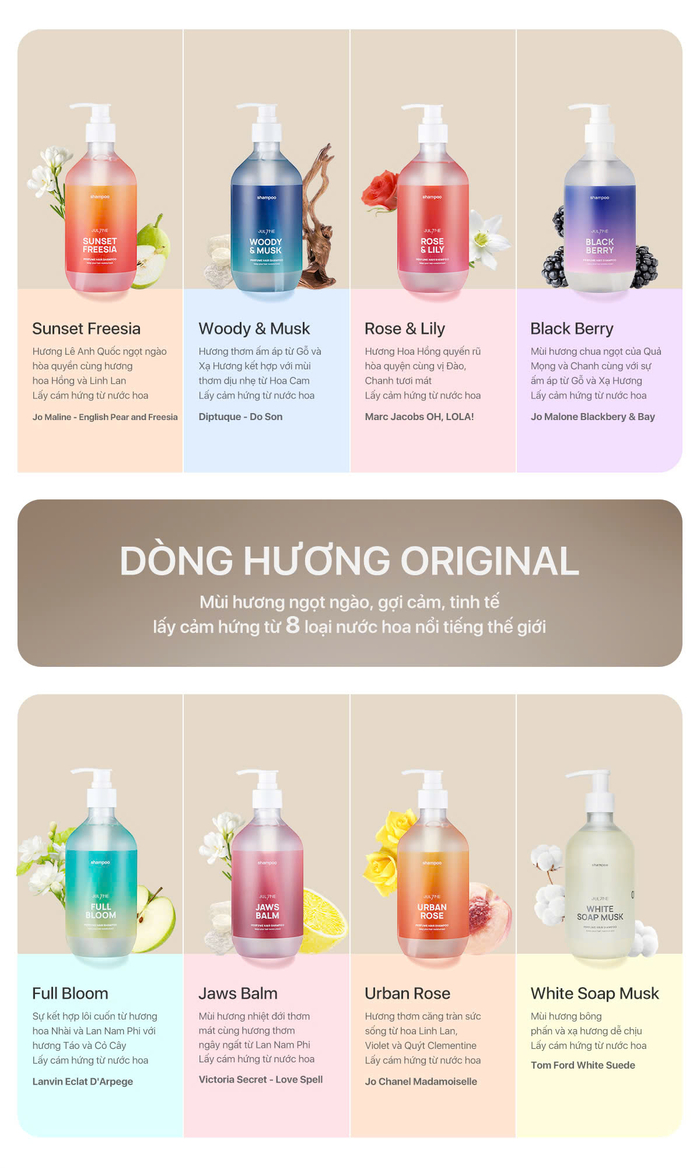 Bảng 8 mùi hương dòng original của Julyme