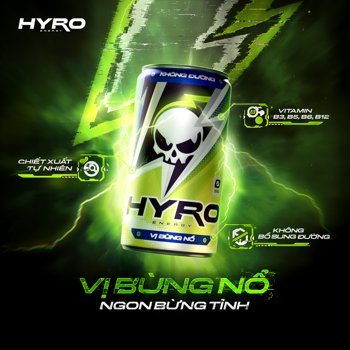 Nước tăng lực HYRO không bổ sung đường