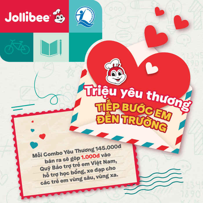 Hình ảnh dự án 'Triệu Yêu Thương, Tiếp Bước Em Đến Trường' được đăng tải trên Fanpage Jollibee Việt Nam