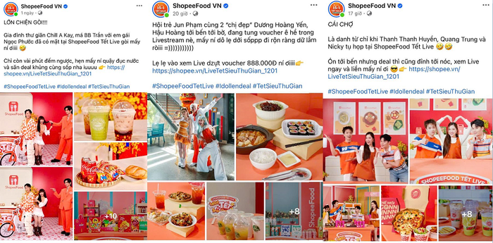 Trước thềm livestream, các post “nhá hàng” trên fanpage ShopeeFood thu về lượt tương tác khủng, cho thấy độ nóng của dàn sao tham gia livestream cùng chuỗi ưu đãi giảm độc quyền. 