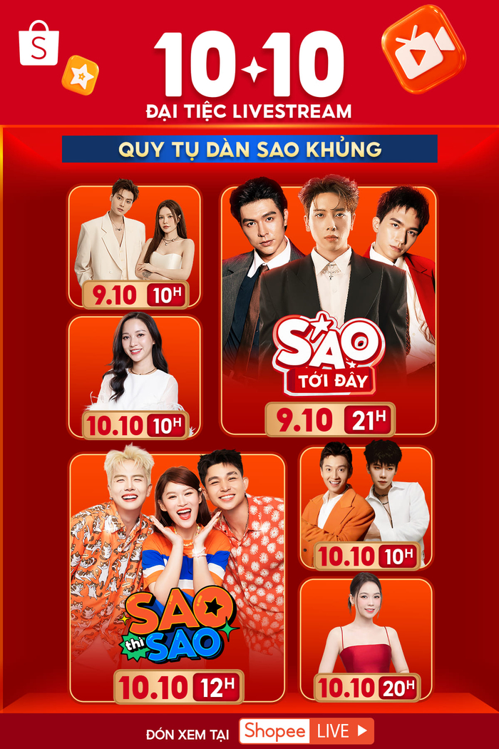 Đại tiệc livestream 10.10 quy tụ những cái tên đình đám và vô vàn ưu đãi trên Shopee Live.