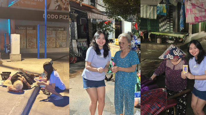Đội ngũ fanpage Lang thang Sài Gòn mang những phong bao lì xì đầu năm đến tay những người lao động đêm khuya