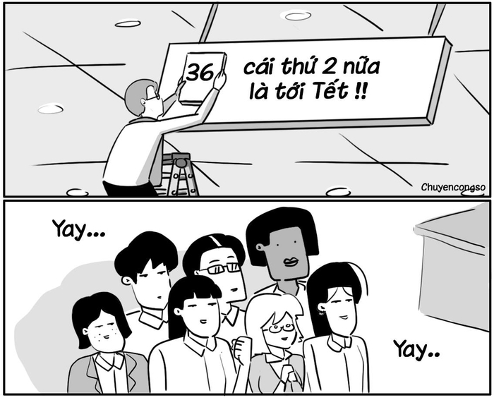 Bức vẽ đầu tiên về đề tài “countdown Tết” xuất hiện trên Chuyện công sở.