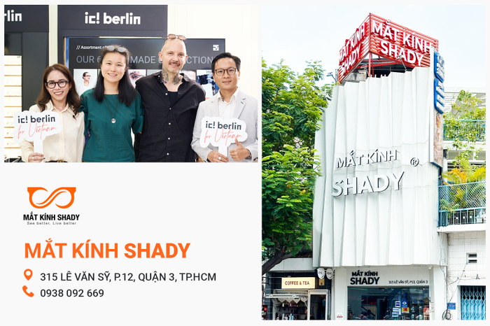 CEO Mắt Kính Shady - Ông Hoài Nguyễn (ngoài cùng bên phải) và Đại diện ic! berlin tại buổi ra mắt thương hiệu tại Việt Nam