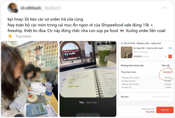 Nhờ tính năng Ăn Ngon Rẻ trên ShopeeFood, bạn H.A chỉ cần 15.000 đồng, bao ship để thưởng thức một ly Matcha yến mạch thường có giá tới 45.000 đồng.