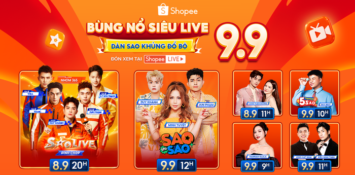 Dàn sao khủng đổ bộ Shopee Live, khuấy đảo chuỗi show giải trí và livestream dịp 9.9.