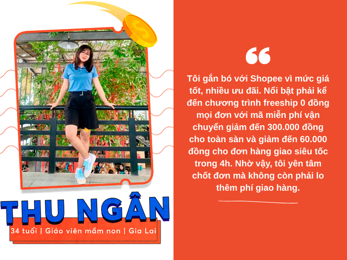 Thu Ngân tối ưu chi phí mua sắm hàng ngày với voucher freeship và ShopeeVIP.