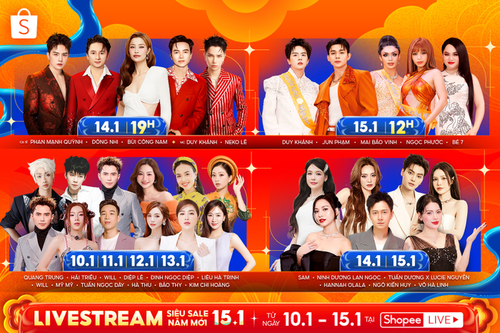 Dàn sao khủng “đổ bộ” Shopee Live, khuấy đảo loạt show mua sắm kết hợp giải trí bùng nổ Shopee Live 15.1.