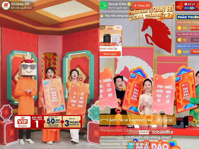 Bao lì xì của Shopee khuấy động không khí các phiên livestream.