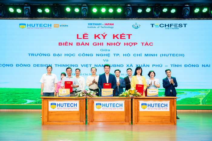 HUTECH ký kết hợp tác cùng UBND xã Xuân Phú (tỉnh Đồng Nai) và Cộng đồng Design Thinking - Techfest Việt Nam