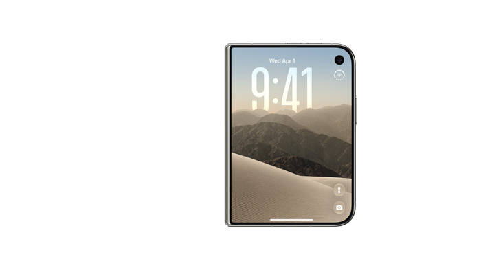 iPhone Duo khi gập, dùng màn hình ngoài 5,4 inch. Ảnh: Apple