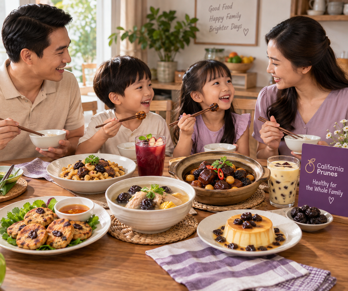 Mận khô California có thể dễ dàng kết hợp vào những món ăn hằng ngày của gia đình Việt
