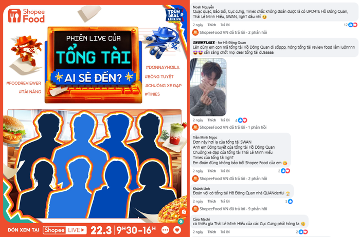 Ai cũng kỳ vọng đây sẽ là một “đại hội tổng tài” đúng nghĩa khi ShopeeFood “tung hint” cho phiên live sắp tới.