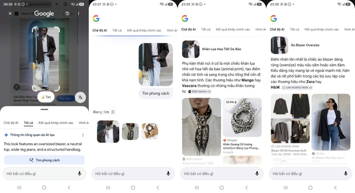 Find The Look (CTS 3.0) trên Galaxy A57/A37 cung cấp chi tiết thông tin về các món đồ trong một outfit street style ở Milan Fashion Week 2026