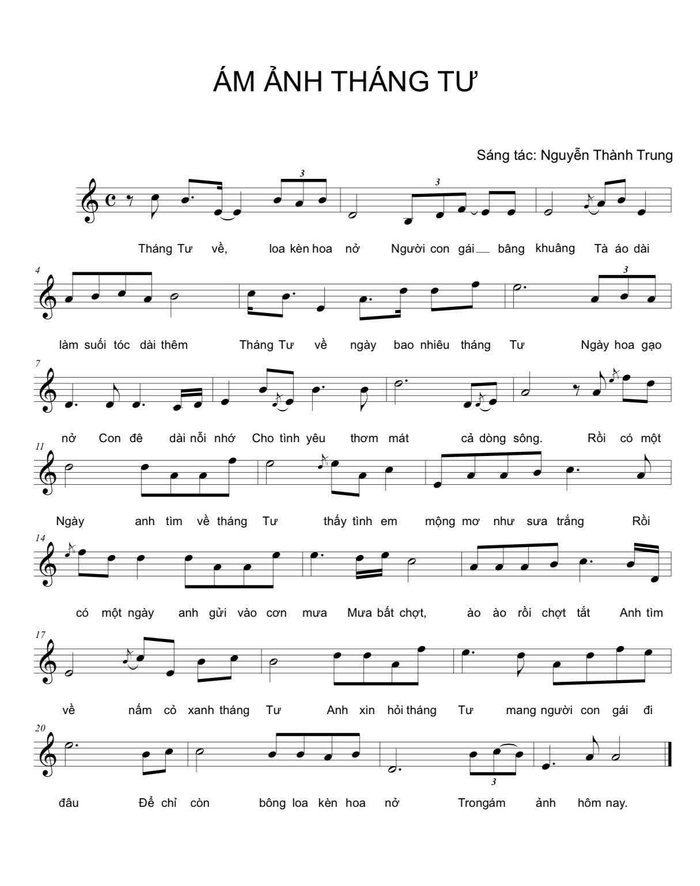 Lời bài hát “Ám ảnh tháng tư” – Sáng tác Nhạc sĩ Nguyễn Thành Chung.