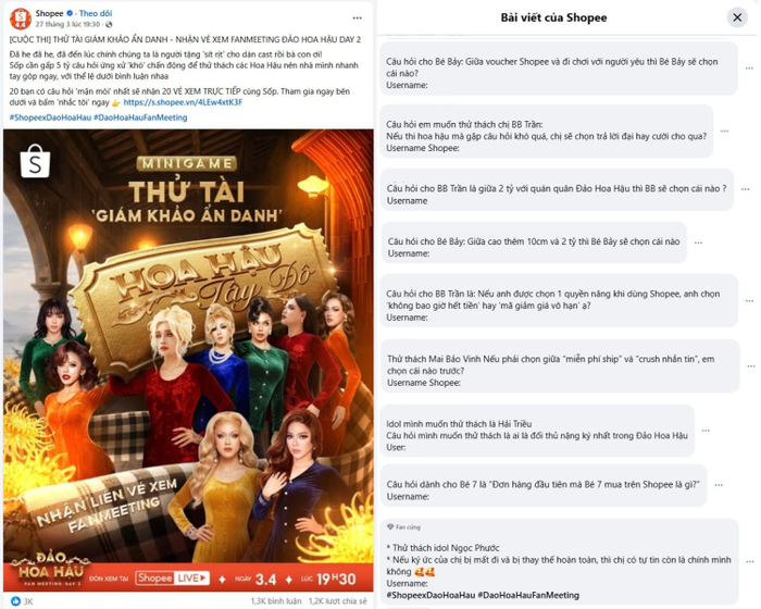 Ngay từ bây giờ, người dùng Shopee đã hào hứng nghĩ ra hàng loạt câu hỏi thử thách dàn thí sinh.