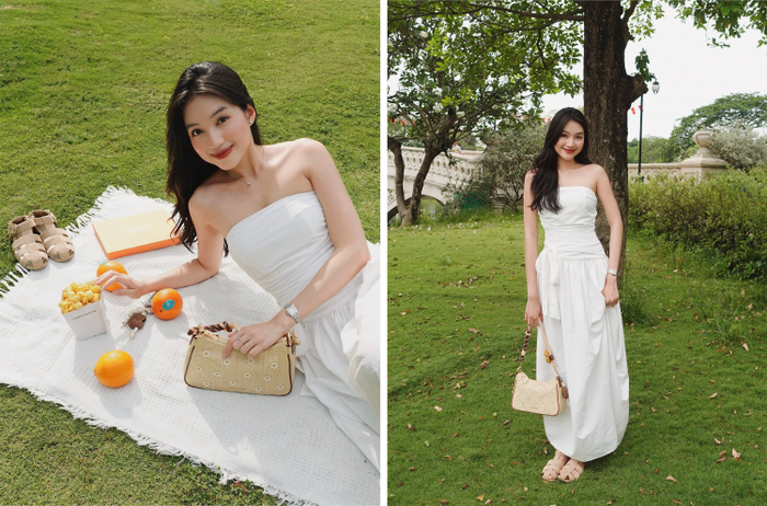 Cô nàng Thu Uyên thể hiện tinh thần effortless chic qua những item tối giản, thoải mái nhưng vẫn đầy cảm hứng mùa hè.