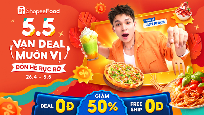 Siêu tiệc 5.5 Vạn Deal Muôn Vị chính thức đổ bộ ShopeeFood, hứa hẹn khuấy đảo mùa hè.