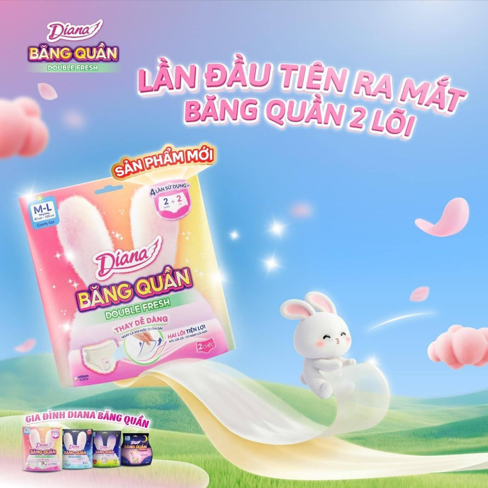 Diana băng quần 2 lõi Double Fresh mang đến lựa chọn mới cho các nàng trong ngày nhạy cảm, đặc biệt khi phải di chuyển hoặc hoạt động ngoài trời trong thời gian dài.