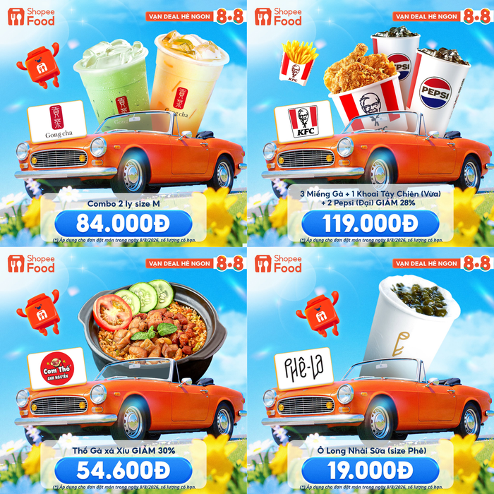 Đừng bỏ lỡ cơ hội săn deal hời từ loạt thương hiệu được yêu thích trong dịp ShopeeFood 8/8.