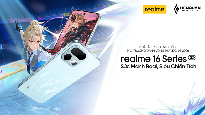 realme là Nhà Tài trợ Thiết bị Chính thức của Đấu Trường Danh Vọng Mùa Đông 2026 với thông điệp “realme - Sức Mạnh Real, Siêu Chiến Tích”.