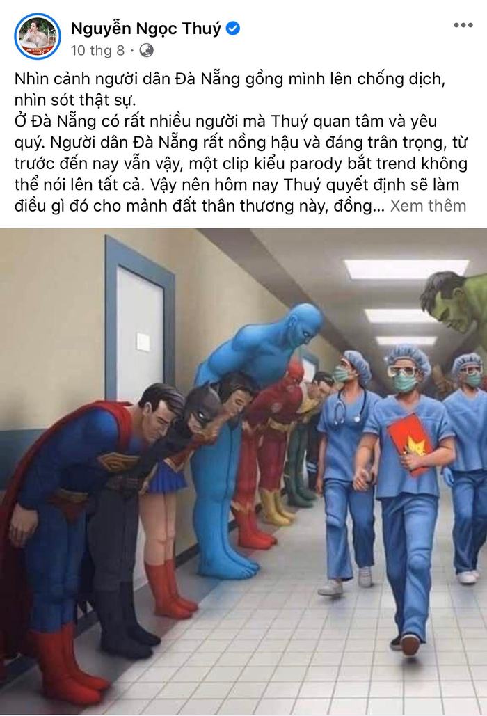 Bài viết kêu gọi ủng hộ chống dịch của Thúy Kami thu hút hàng trăm lượt bình luận với những lời động tình, khích lệ