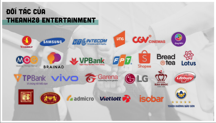Theanh28 Entertaiment còn là đơn vị bảo trợ truyền thông cho nghệ sĩ và các nhãn hàng lớn. 