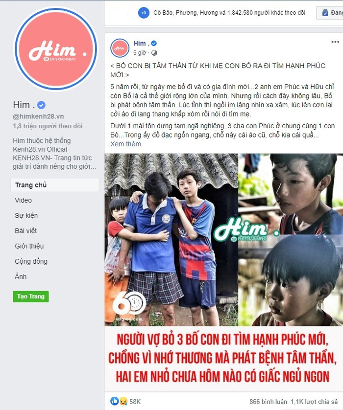 …Him hiện đang sở hữu hàng triệu người theo dõi với triệu reach, lượt like đến cả trăm nghìn. 