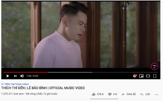 Sản phẩm Thích thì đến do Lê Bảo Bình thể hiện được Theanh28 trực tiếp hỗ trợ truyền thông đã trụ vững 'ngôi vương' trending Youtube trong suốt 15 ngày liên tiếp, trở thành sản phẩm âm nhạc có thành tích giữ vị trí top 1 trending Youtube có thời gian lâu nhất của Vpop. 