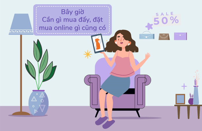 Bây giờ, đến cả đi việc nhờ người đi chợ bạn cũng có thể book qua app của các hãng đặt xe chứ không còn phải lo “hôm nay ăn gì”. Shopping online thả ga chẳng thiếu thứ gì mà lại còn muôn ngàn khuyến mại từ các trang thương mại điện tử và ưu đãi của các ngân hàng bạn đang sử dụng. Chẳng cần đi đâu xa vẫn có thể đặt mua “cả thế giới” từ lâu đã không còn là chuyện viễn tưởng xa xôi nữa.
