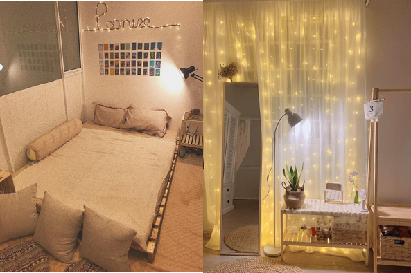 Những loại đèn dây thích hợp sẽ khiến phòng ngủ của người độc thân thêm phần ấm áp. 