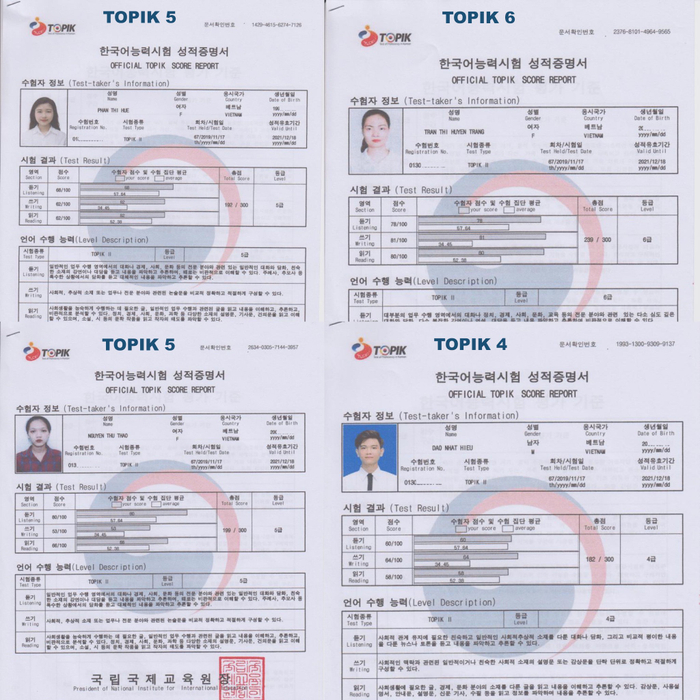 Kết quả thi TOPIK của các học viên khóa Tiếng Hàn lập nghiệp