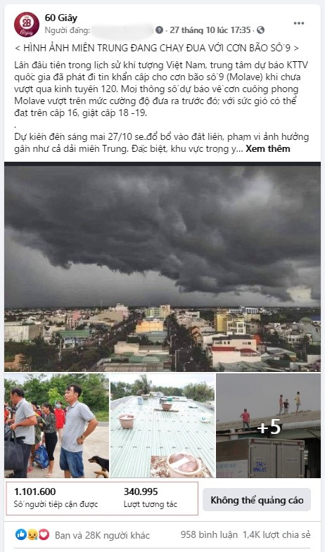 Những bài đăng của 60 Giây thu hút triệu lượt reach, vài trăm nghìn lượt tương tác và hàng nghìn lượt chia sẻ. 
