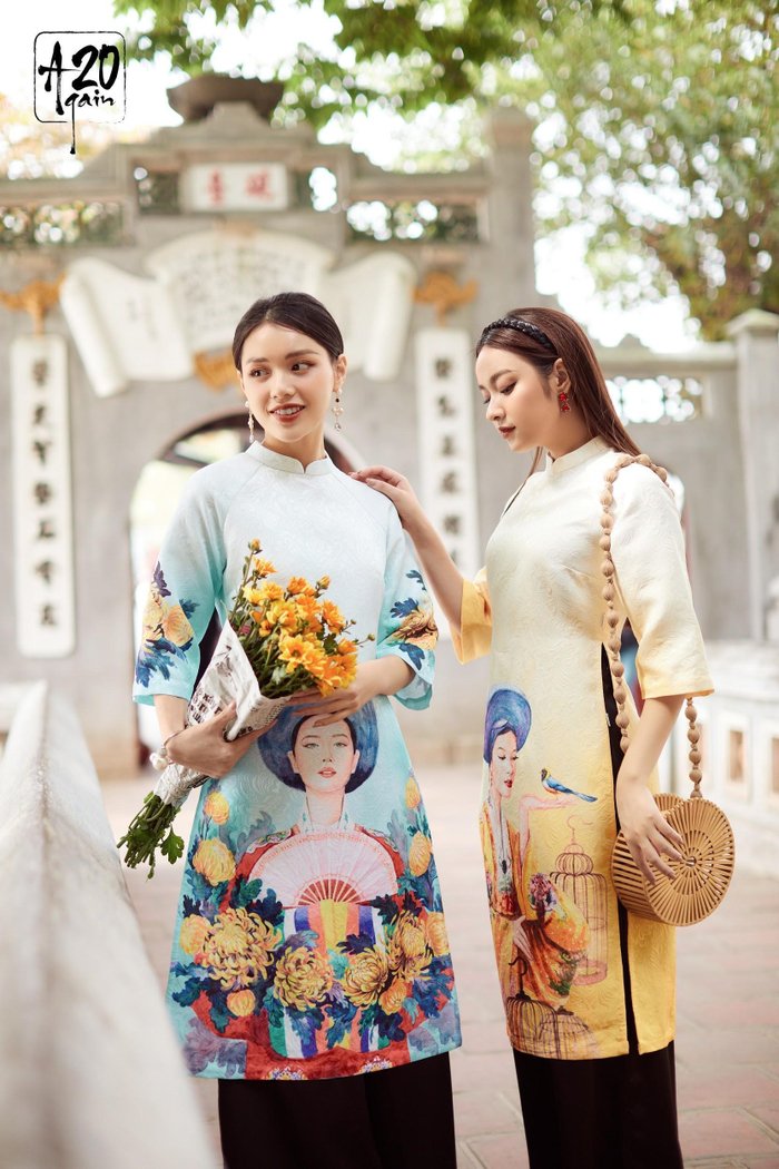  Cách lựa chọn những thiết kế áo dài tông màu nắng nhạt và xanh nền trời tượng trưng cho sự ngây thơ, trong sáng bên trong tâm hồn người con gái Việt